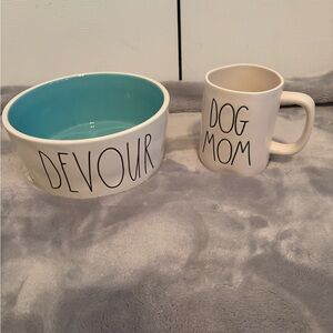 Ray Dunn artisan collection, devour dog bowl, and dog mom mug cup
